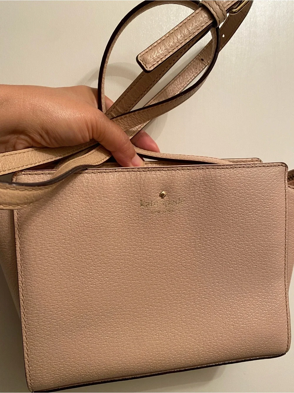 Kate Spade Blush Pink Leather Crossbody Bag with Adjustable Strap